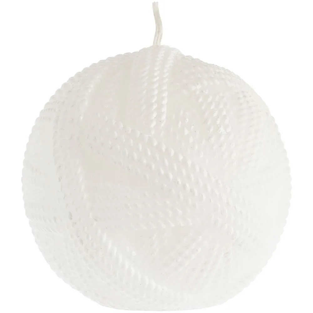 Свеча Kniteam, клубок, белый с логотипом