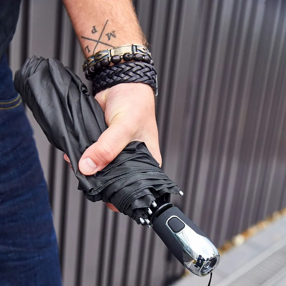 Складные зонты с логотипом с печатью логотипа. Зонт складной Steel по цене 5 235 ₽ руб. (артикул 13579.30) Зонт складной Steel, черный