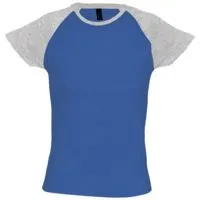 Футболка женская Milky 150, ярко-синяя с серым меланжем с логотипом
