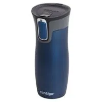 Термостакан Contigo West Loop, вакуумный, матовый синий металлик с логотипом