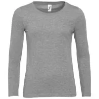 Футболка женская с длинным рукавом Majestic 150, серый меланж с логотипом