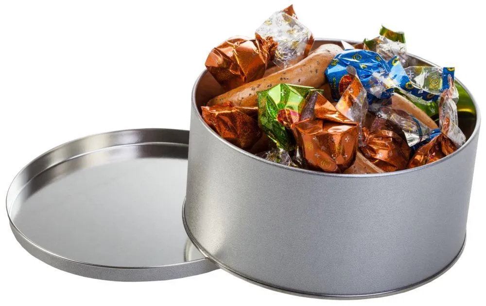 Подарочные коробки с печатью логотипа. Коробка Pragmax M, круглая по цене 233 ₽ руб. (артикул 5585) Коробка Pragmax M, круглая, серебристая