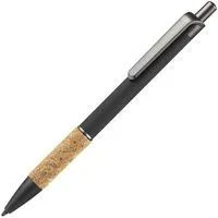 Ручка шариковая Cork, черная с логотипом