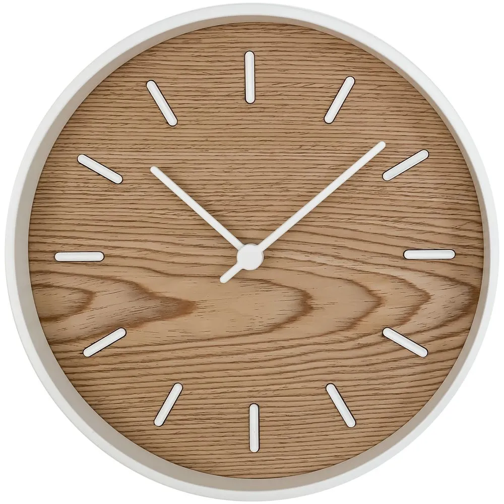 Часы настенные Kudo, беленый дуб с логотипом
