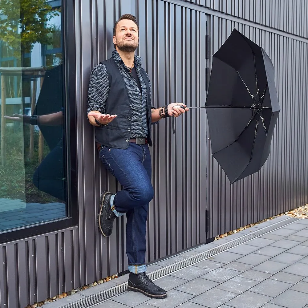 Складные зонты с логотипом с печатью логотипа. Зонт складной Steel по цене 5 235 ₽ руб. (артикул 13579.30) Зонт складной Steel, черный