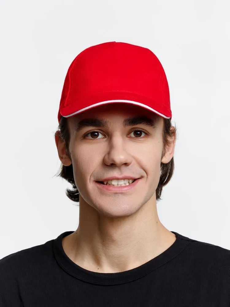 Бейсболка Long Beach, красная с белым