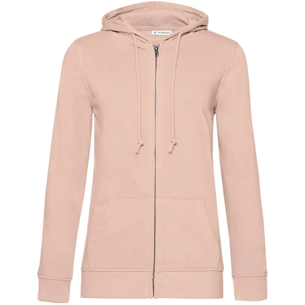 Толстовка на молнии с капюшоном женская BNC Inspire (Organic), розовая с логотипом