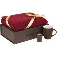Набор «Домашний уют», бордовый с логотипом