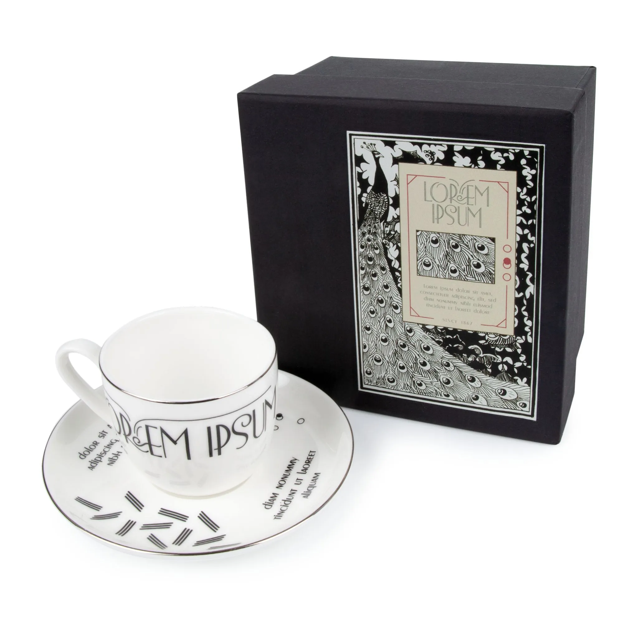 Кофейная пара Select, белая с серебристой отводкой