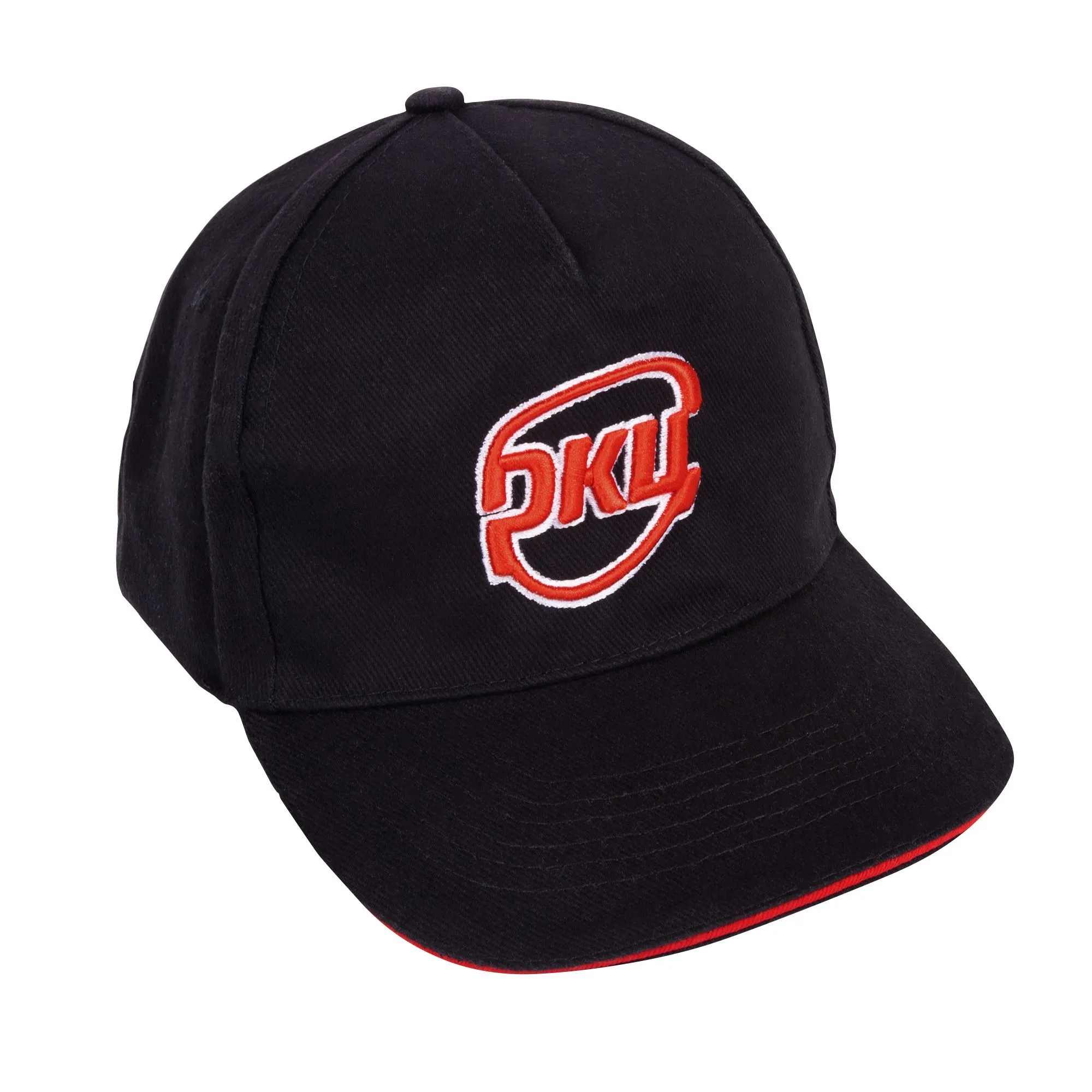 Бейсболка Long Beach, черная с красным
