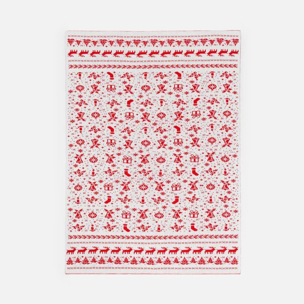 Плед Holidale, красный с молочным