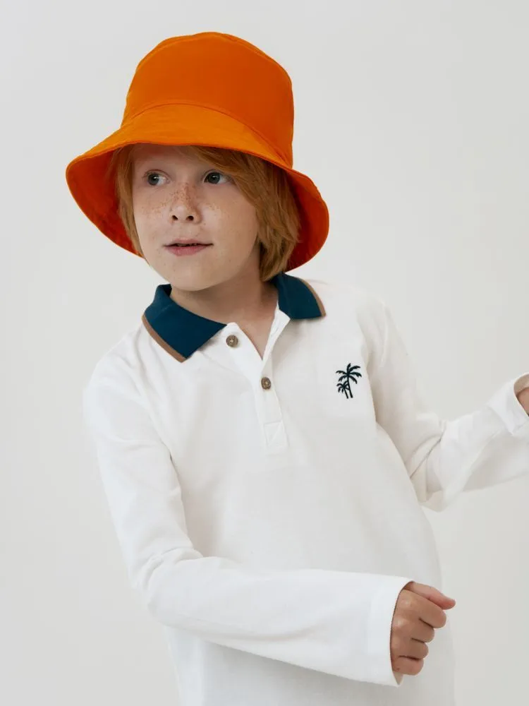 Детская одежда с печатью логотипа. Панама детская Challenge Kids по цене 446 ₽ руб. (артикул 16407.20) Панама детская Challenge Kids, оранжевая