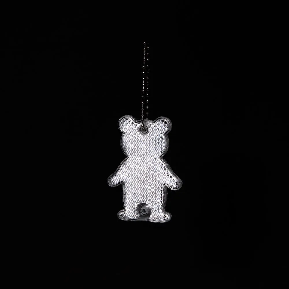 Пешеходный светоотражатель с цепочкой «Мишка», белый