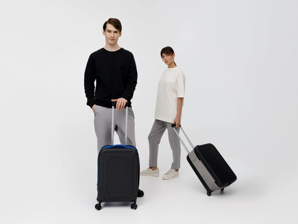 Чемодан Platta, черный с синим