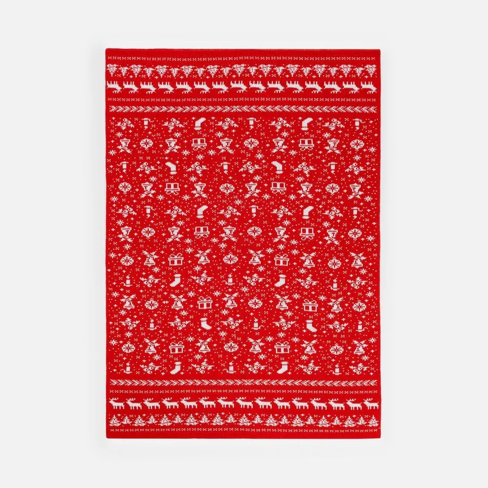 Плед Holidale, красный с молочным