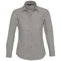 Рубашка женская с длинным рукавом Embassy, серая с логотипом