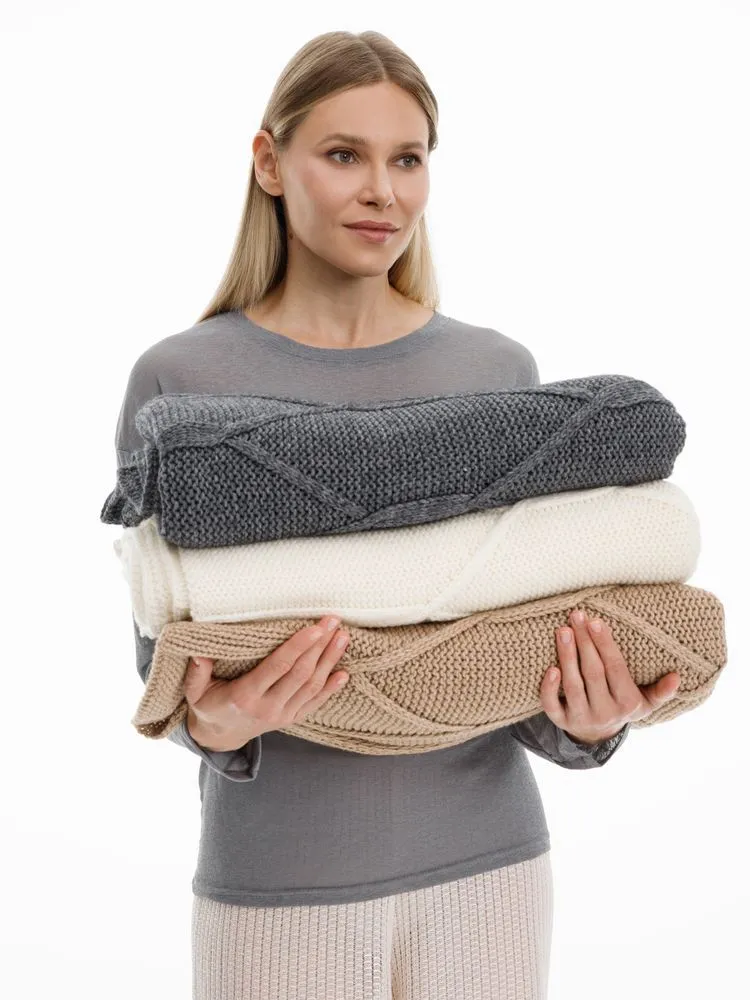 Плед Curve Verve, молочно-белый