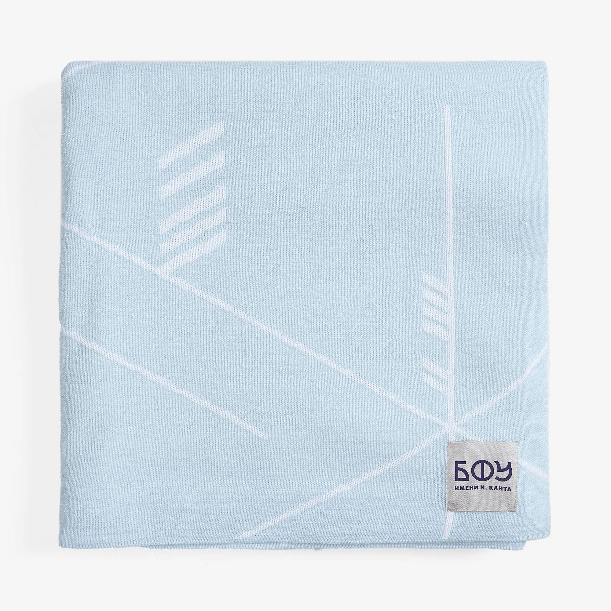 Плед Winterflake, бело-голубой с люрексом