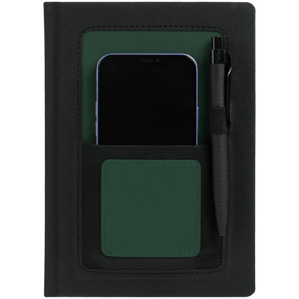 Ежедневник Mobile на заказ, недатированный, черно-зеленый