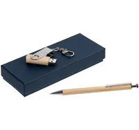 Набор WoodLine, 8 Гб, синий с логотипом