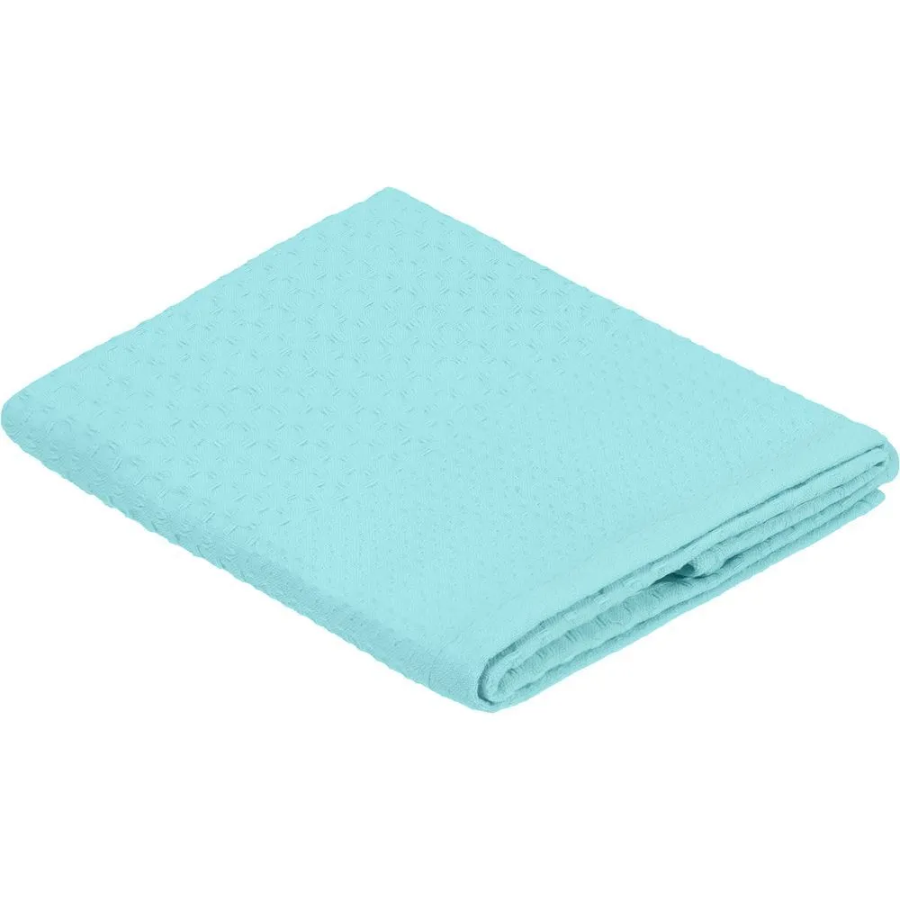 Полотенце вафельное «Деметра», малое, голубое (голубая мята) с логотипом