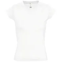 Футболка женская c V-образным вырезом Moon 150, белая с логотипом