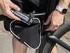 Велосумка на раму BikeLine Mini, черная с белым с логотипом