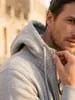 Худи на молнии Premium, серый меланж с логотипом