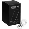 Беспроводное зарядное устройство с быстрой зарядкой Overtop, белое с логотипом