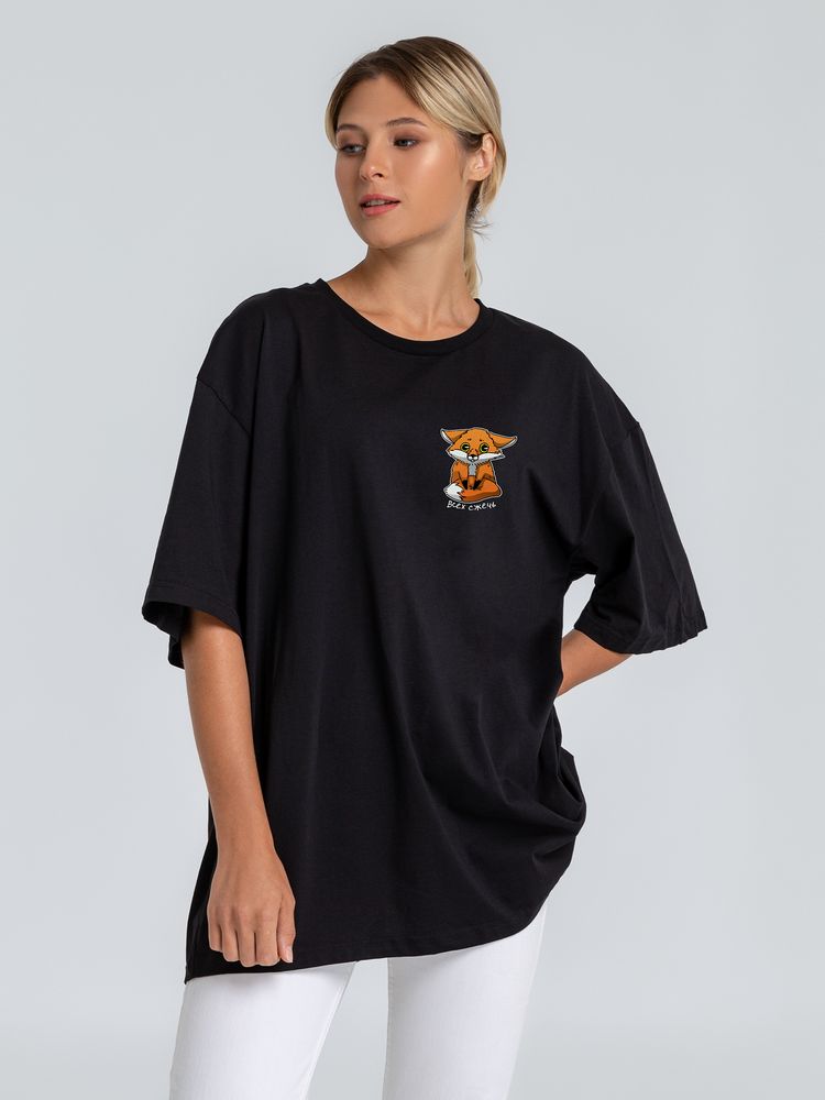 Футболка оверсайз «Cute Fire. Всех сжечь», черная с логотипом