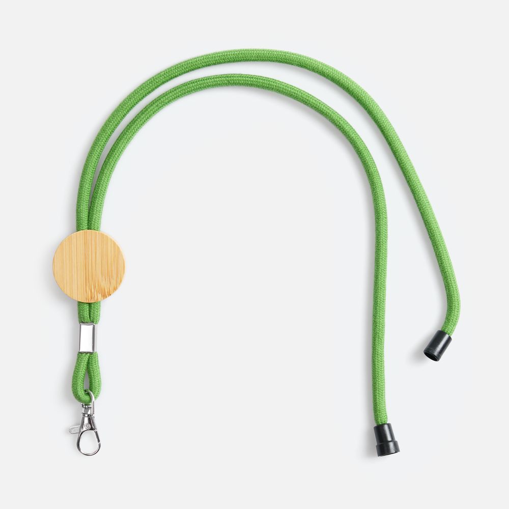 Шнурок для бейджа Tube Wood, зеленый с логотипом