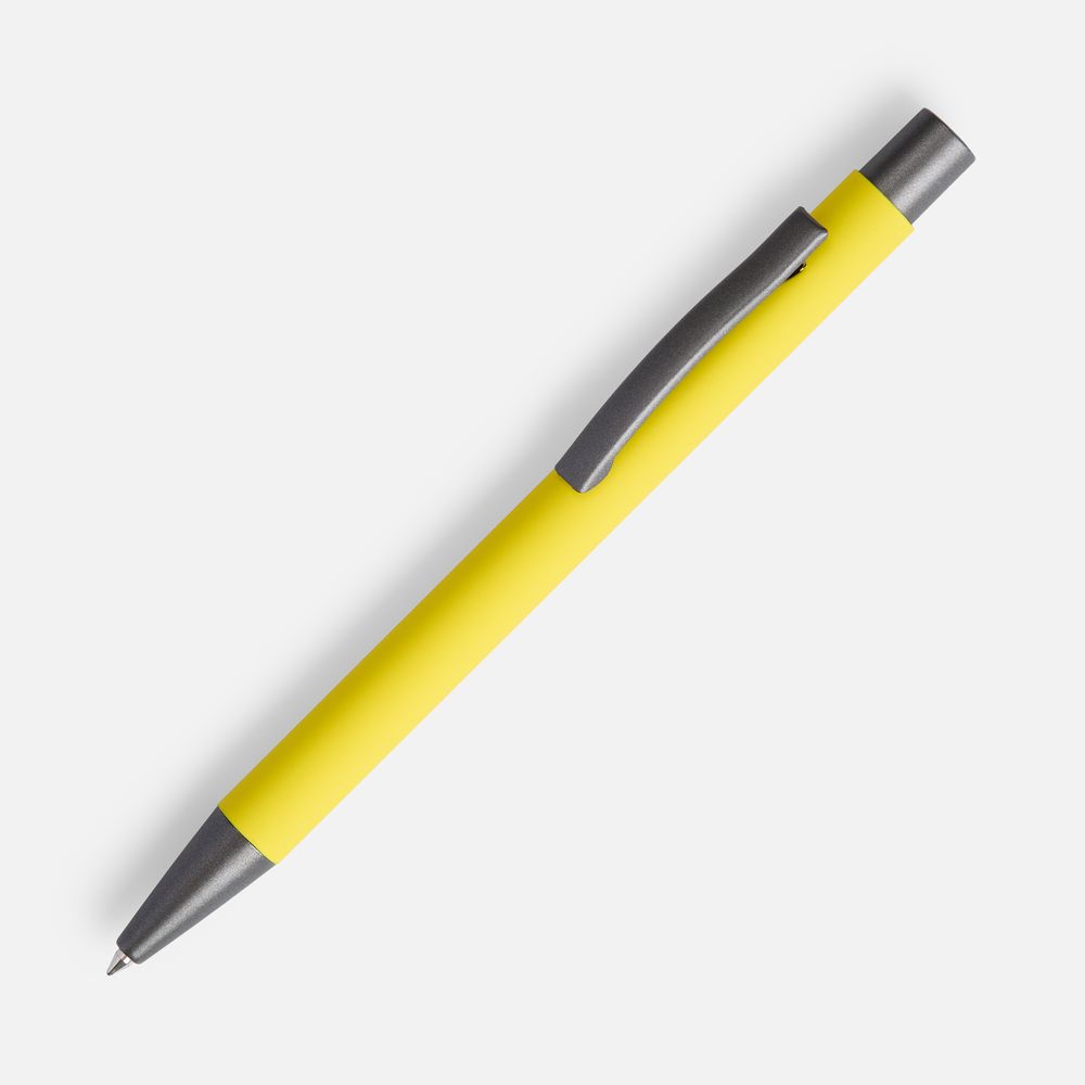 Ручка шариковая Atento Soft Touch, желтая с логотипом