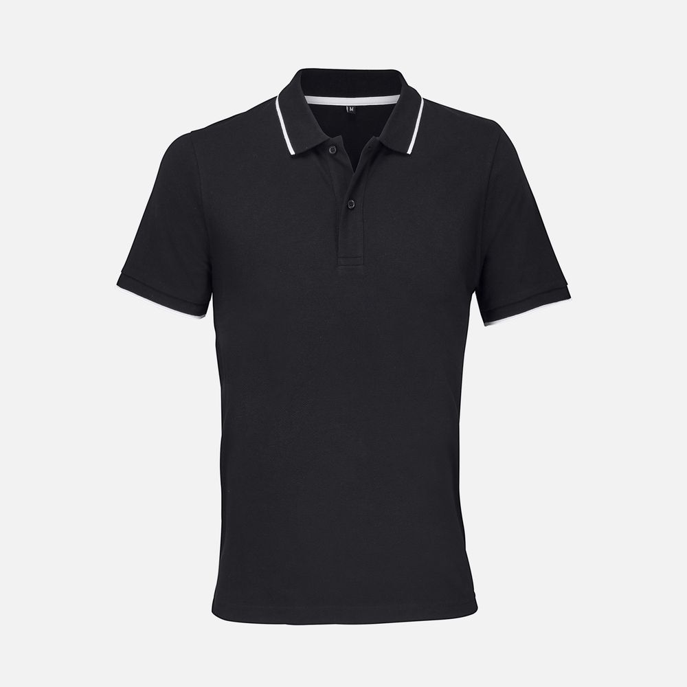 Рубашка поло унисекс Palermo, черная с белым с логотипом
