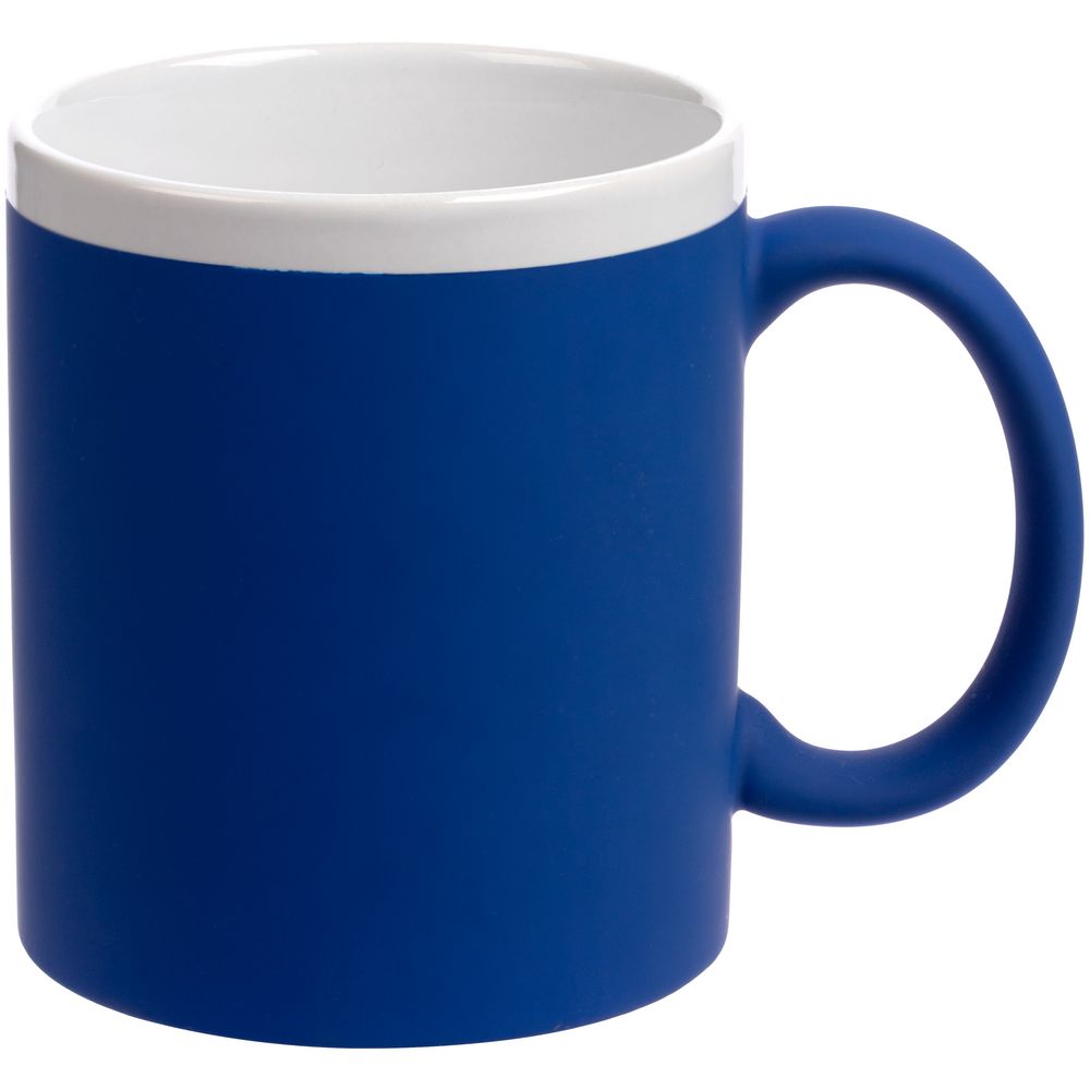 Кружка StopSpot с покрытием софт-тач, синяя с логотипом