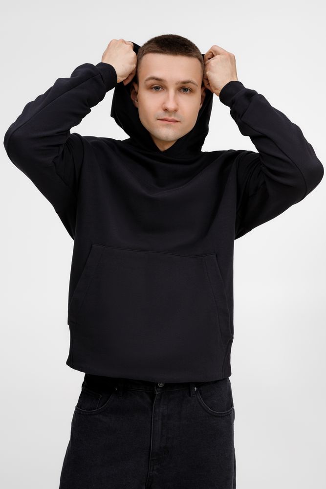 Худи оверсайз унисекс Kosmos, черное с логотипом