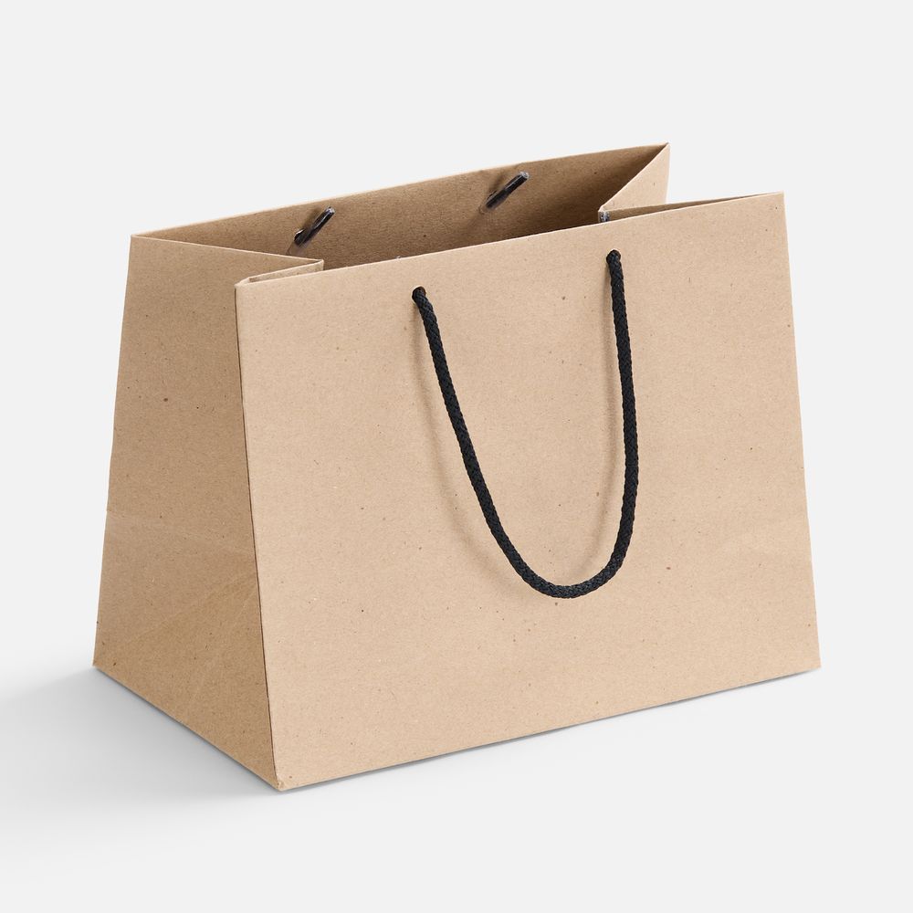 Пакет бумажный Stor, неокрашенный с черными ручками с логотипом