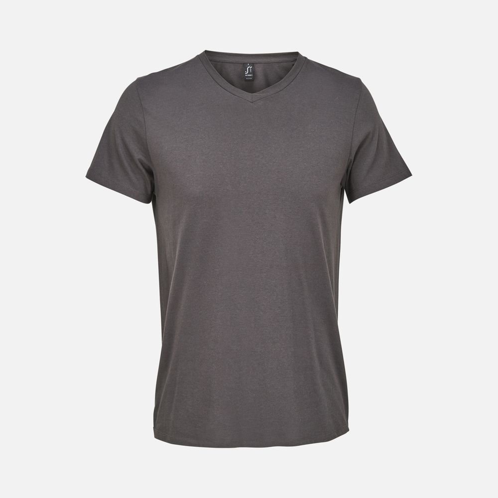 Футболка унисекс Regent с V-образным вырезом, темно-серая с логотипом