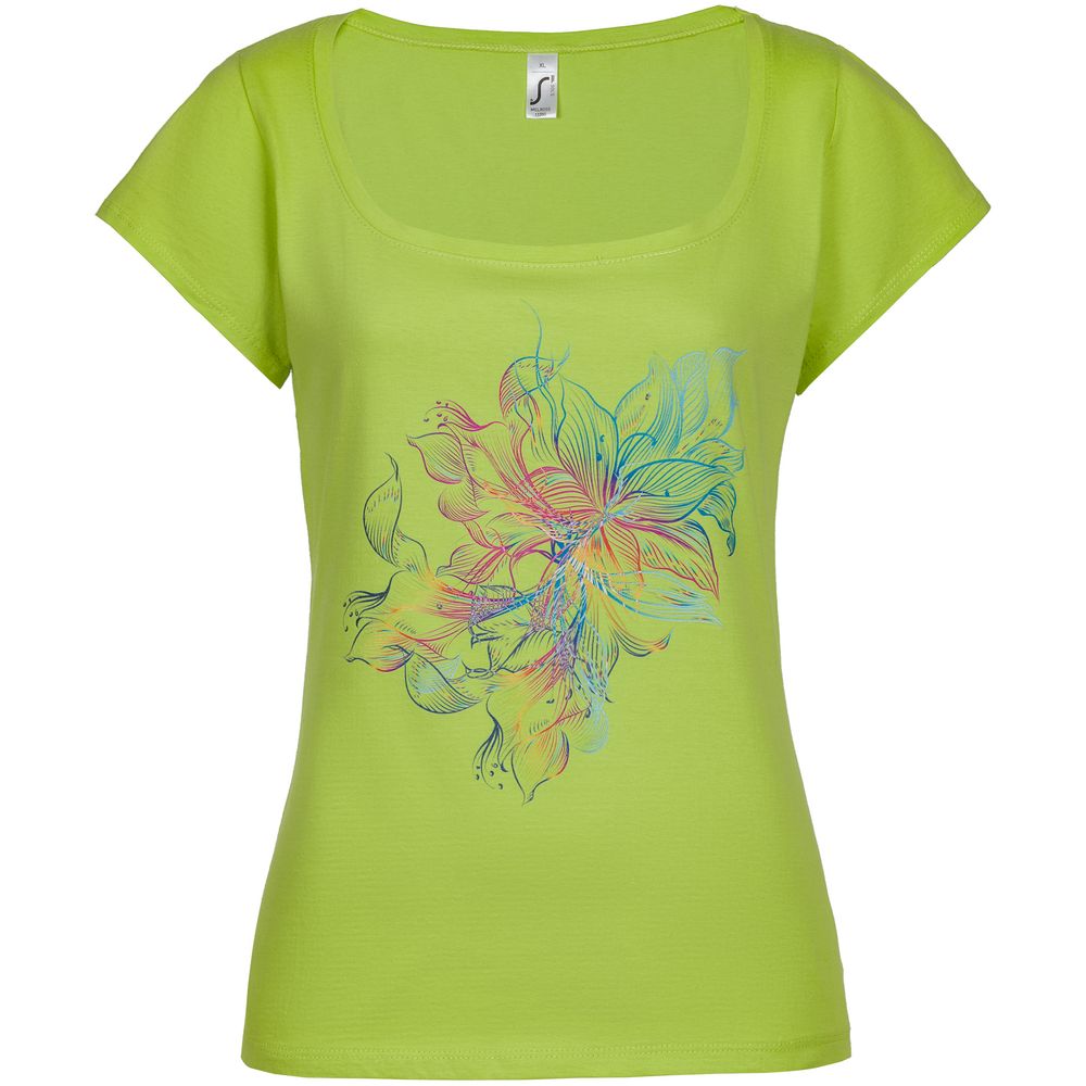 Футболка женская Vibrance, зеленое яблоко с логотипом