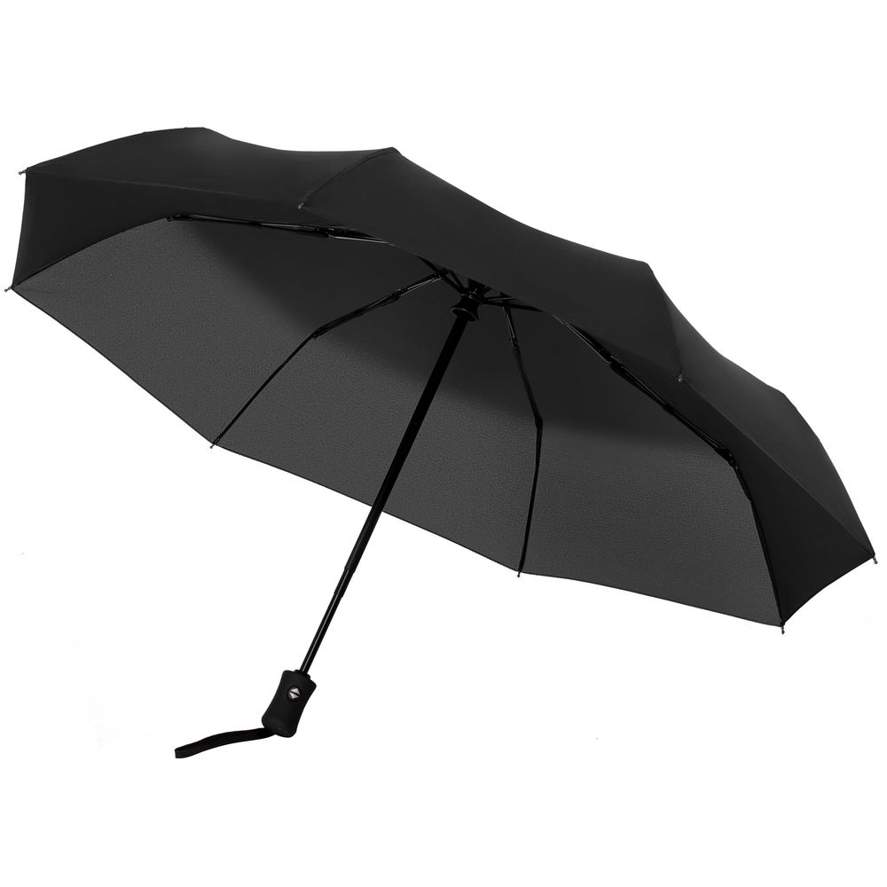 Зонт складной Monsoon, черный с логотипом