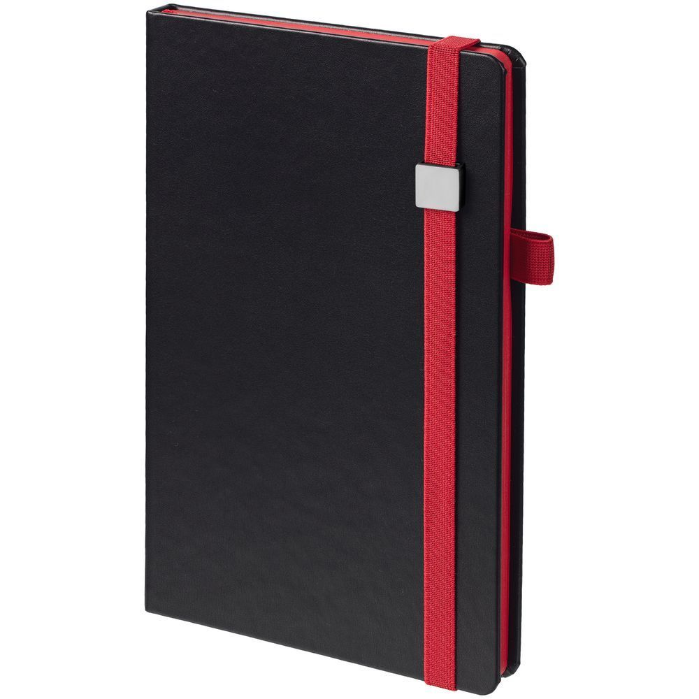 Ежедневник Ton Metal, недатированный, черный с красным с логотипом