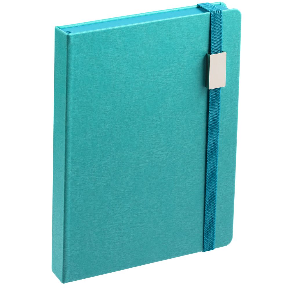 Ежедневник New Factor Metal, бирюзовый с логотипом