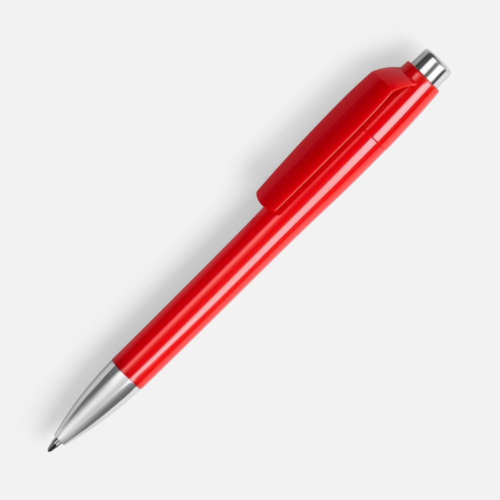 Ручка шариковая Klippa, красная с логотипом