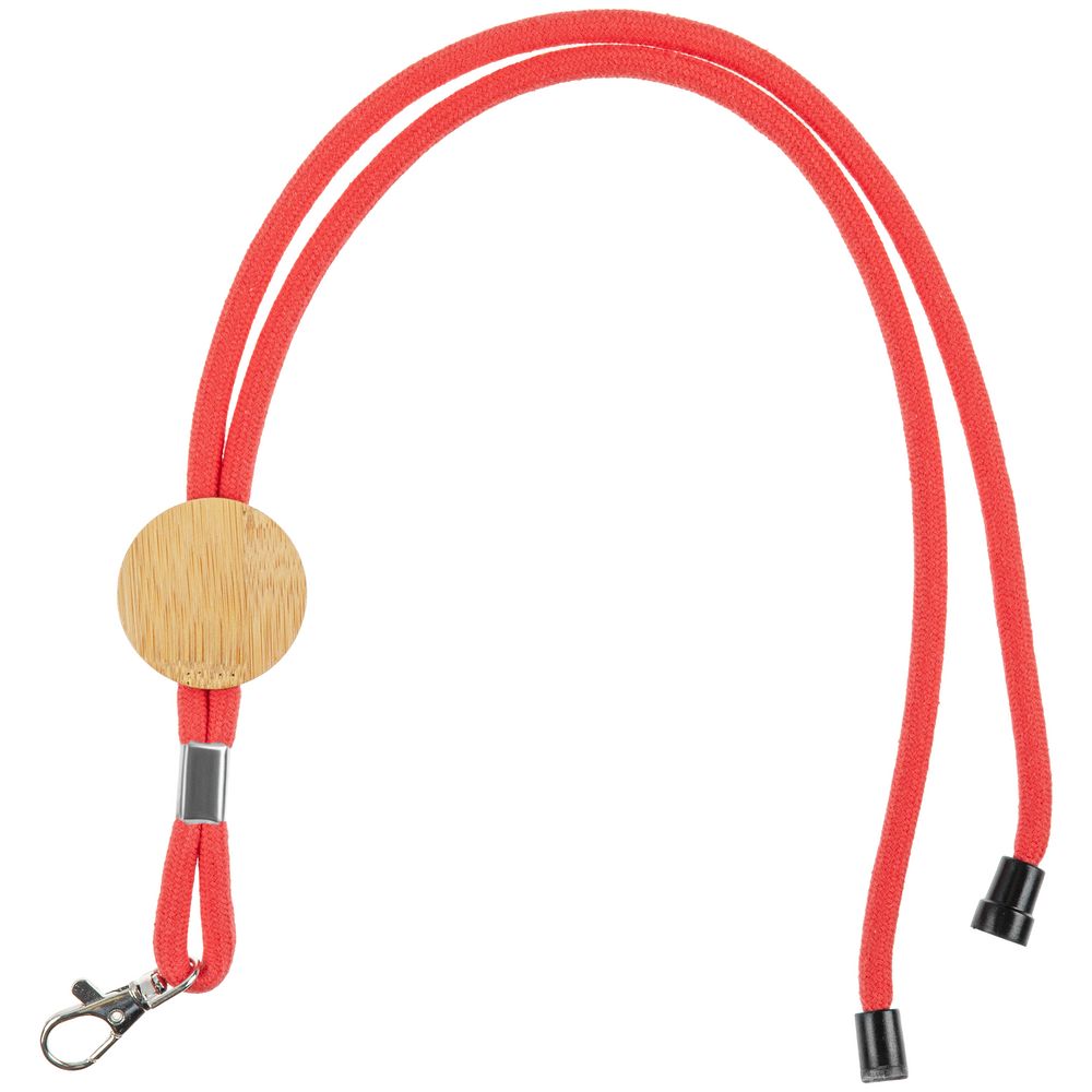 Шнурок для бейджа Tube Wood, красный с логотипом