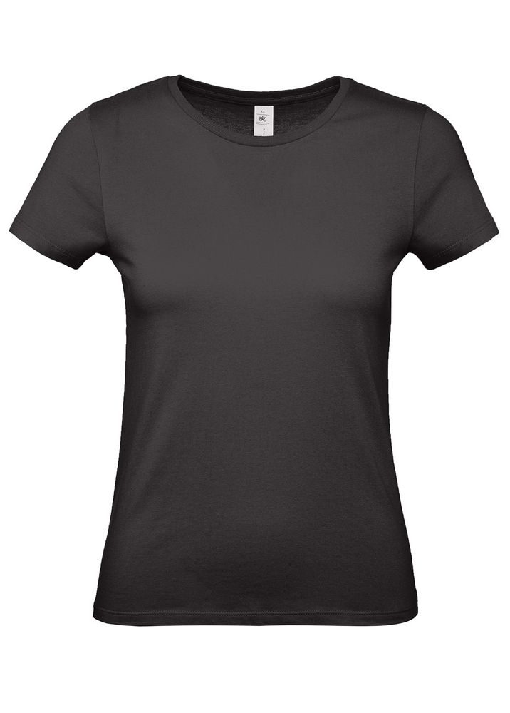 Футболка женская E150, черная с логотипом