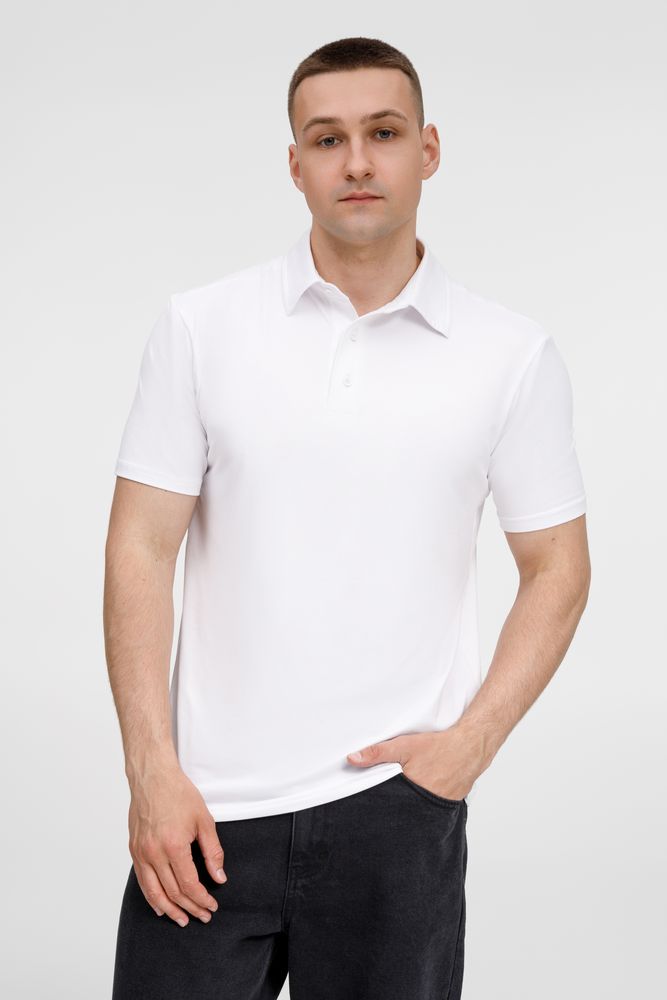 Рубашка поло унисекс Senti, белая с логотипом