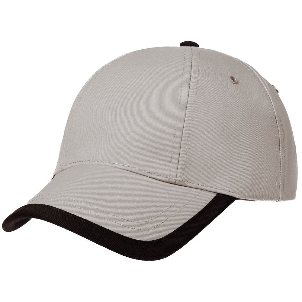 Бейсболка Honor, серая с черным кантом с логотипом