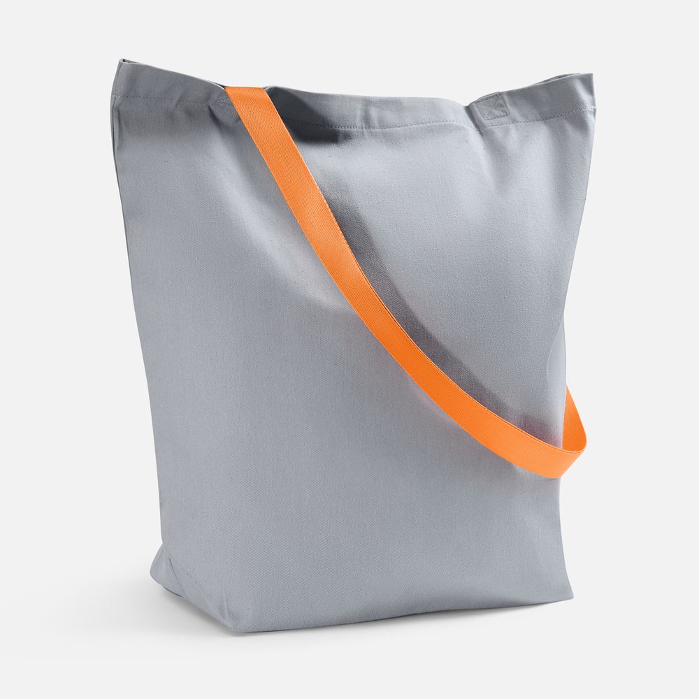 Шопер B5, серый с оранжевыми ручками с логотипом