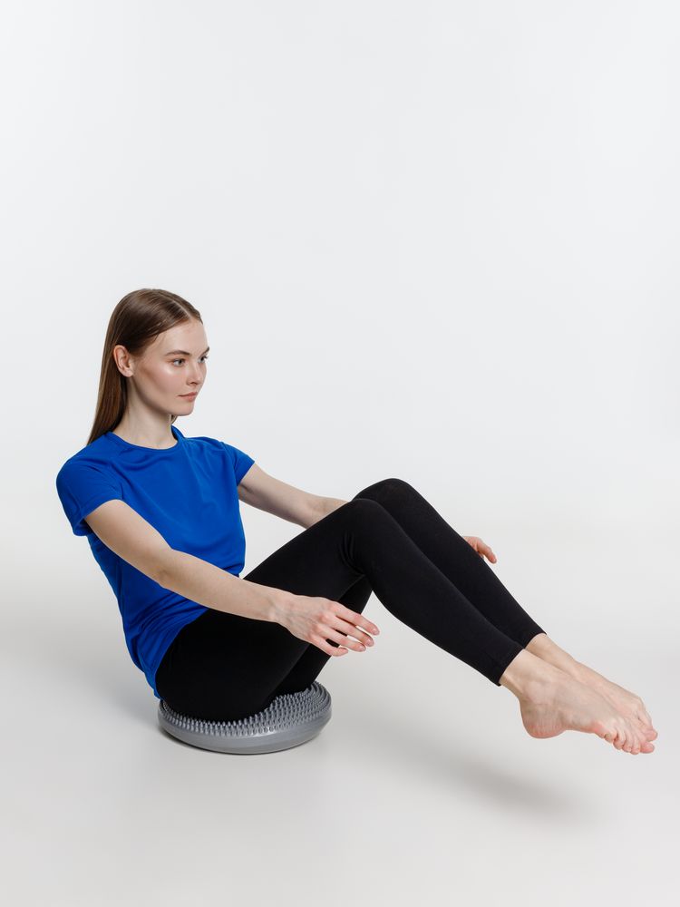 Массажная балансировочная подушка Balansa, серая с логотипом