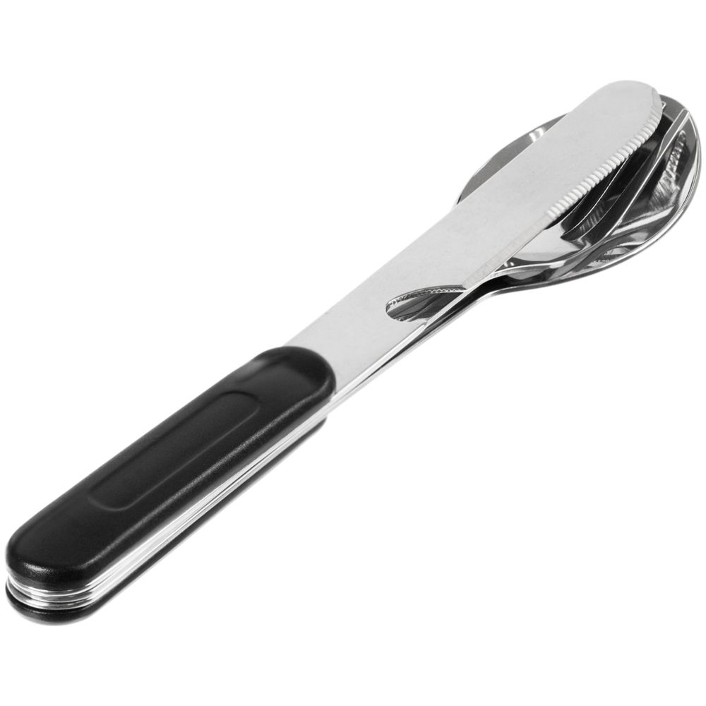 Набор походных столовых приборов Campsite, черный с логотипом