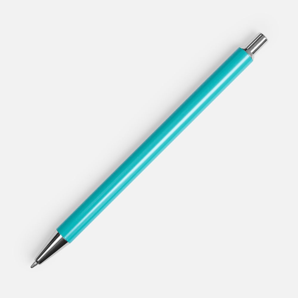 Ручка шариковая Slim Beam, бирюзовая с логотипом